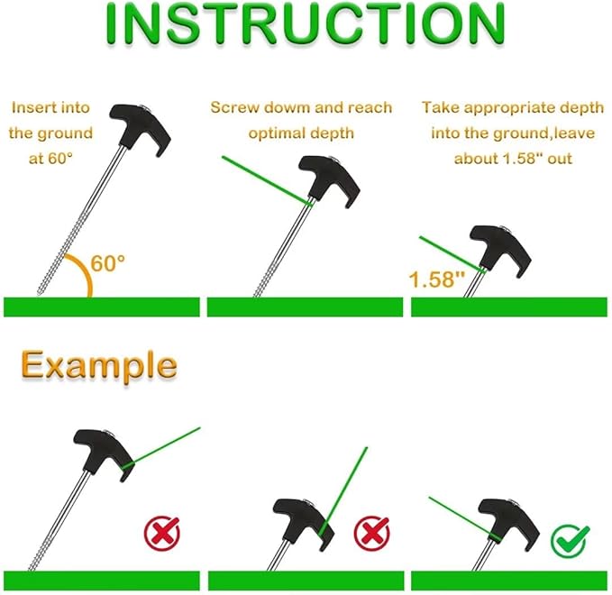 Cheardia 20 Pack Tent Stakes Heavy Duty, 8 Inch Tent Stakes Tent Pegs Camping Non-Rust Ground Stakes for Camping Patio, Garden, Canopies, Grassland, Outdoor (Black)