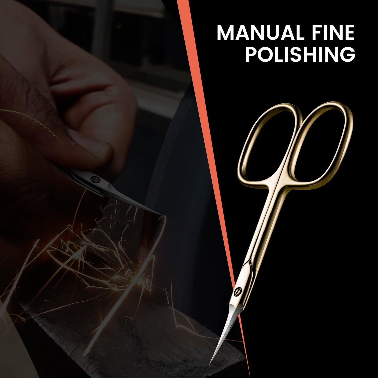 BEZOX Curved Cuticle Scissors - Precision Manicure Scissor Nail Cuticle Trimmer, Professional Stainless Steel Nail Scissors for Cuticle Care, Cuticle Cutter Small Scissors for Women - Golden