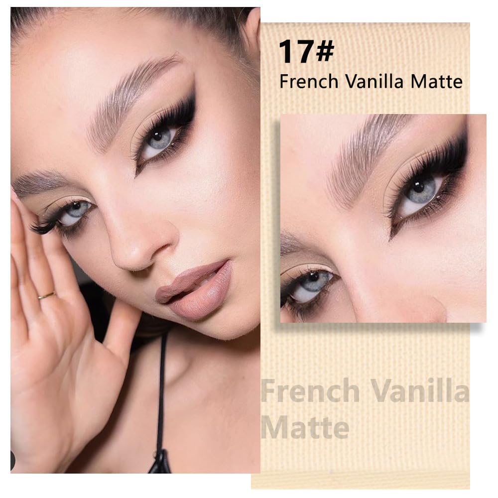 evpct Smoky Beige Matte Single Mini Pressed Eyeshadow Makeup Palette, Nude Monochrome Cream Eye shadows Palette Brightener Makeup for Older Women, Natural Pigmented Waterproof Sombra Para Ojos 17
