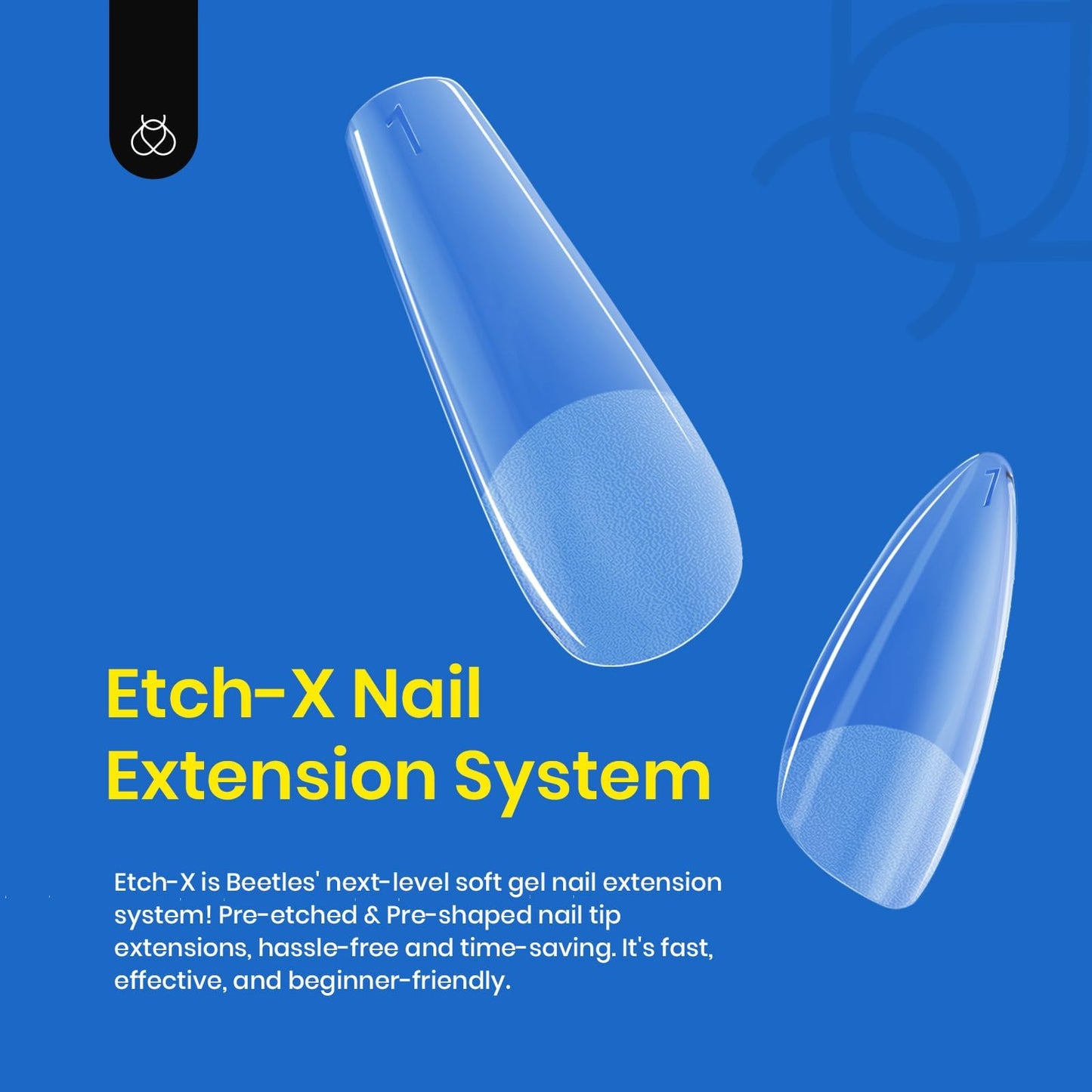 Beetles 12 Sizes Gel Nail Tips Etch Nail Tips 504Pcs Pre Filed Half Matte Medium Almond Full Cover Nail Tips False Fake Clear Acrylic Press on Nails for DIY Nail Extension and Salon Use