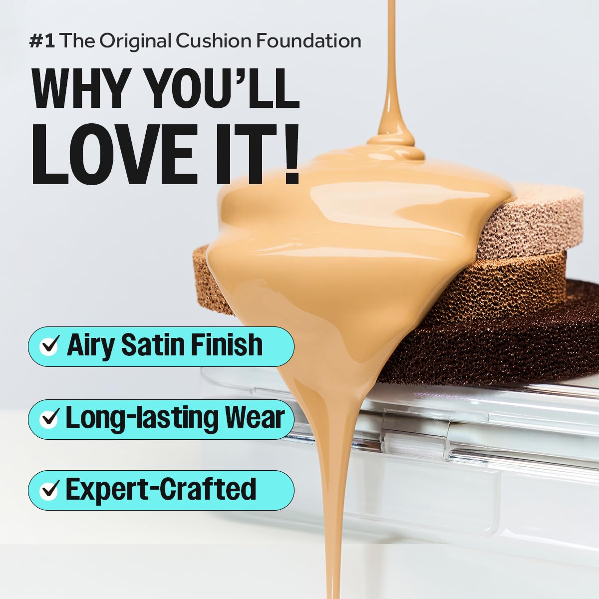 CLIO Kill Cover Founwear Cushion Foundation – Korean Makeup, Full High Coverage, Airy Satin Finish, Skin Fit, 21C LINGERIE