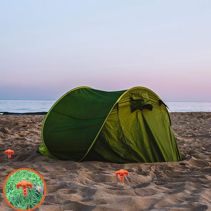 Canopy Stakes Canopy Anchor Beach Tent Stakes Heavy Duty Screw Shape 25 cm 10 inch - 4 Pack Orange …