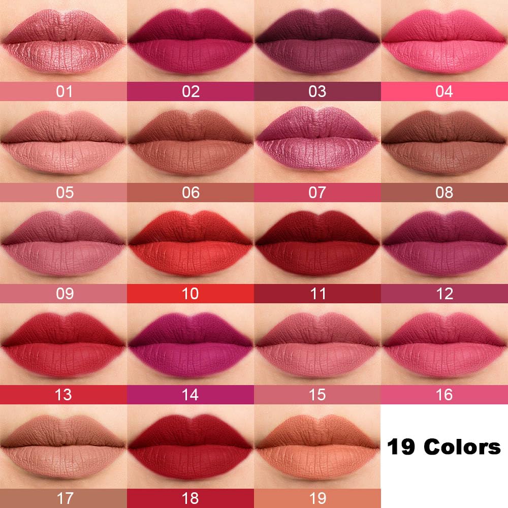 evpct 1Pcs Nude Bright Pink Matte Lipstick and Lip Crayon Liner Pencil Set for Women Lip Stain Long Lasting Waterproof labiales mate magicos 24 horas originales pintalabios permanente 24 horas 15