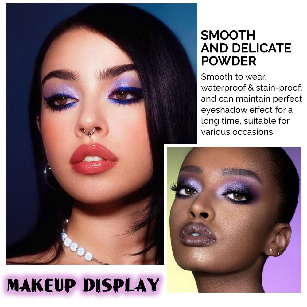 evpct 9 Colors Purple Violet Lavender Glitter Shimmer Sparkly Eyeshadow Mermaid Halloween Makeup Palette for women Highly Pigmented Waterproof Mauve Bright Purple Pink Sparkling Eye Shadow Palette Kit