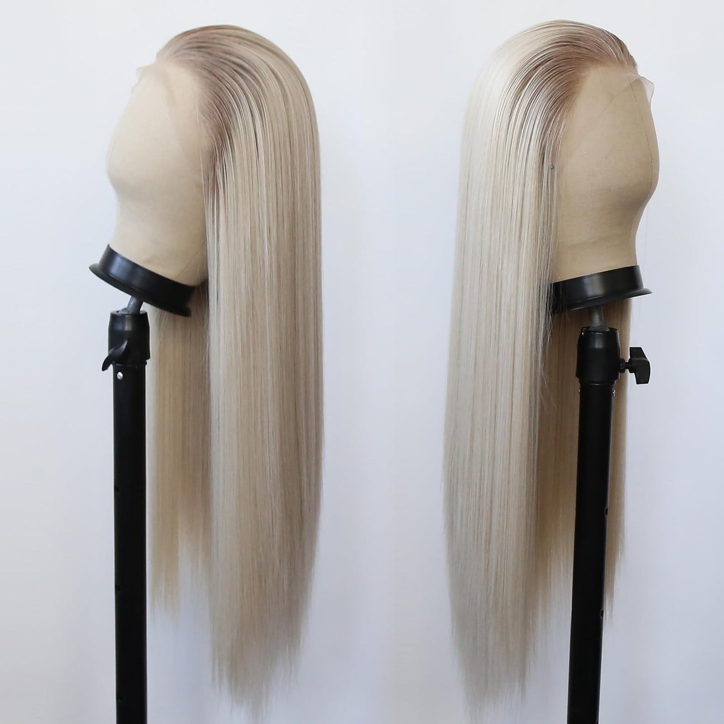 BTWTRY Dirty Blonde Wig Long Straight Ombre Platinum Dirty Blonde Synthetic Lace Front Wigs Pre Plucked Natural Hairline for Women Heat Resistant Fiber Ash Blonde Daily Wear Wig (Ombre Dirty Blonde)