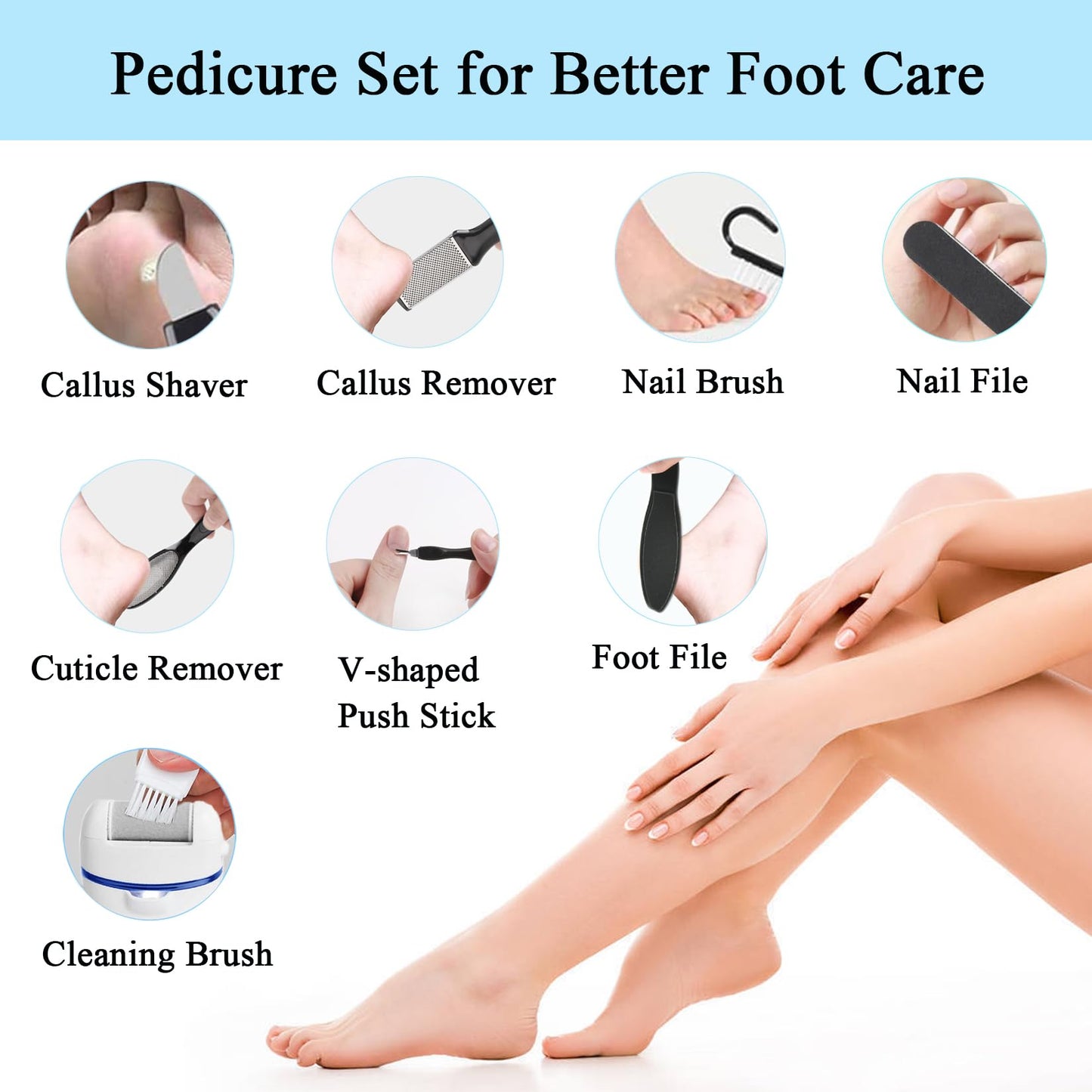 Electric Feet File Callus Remover for Feet, 13-in-1 Professional Pedicure Tools Foot Care Kit, Foot Scrubber Pedi for Hard Cracked Dry Dead Skin, 3 Rollers, 2 Speed, Battery Display