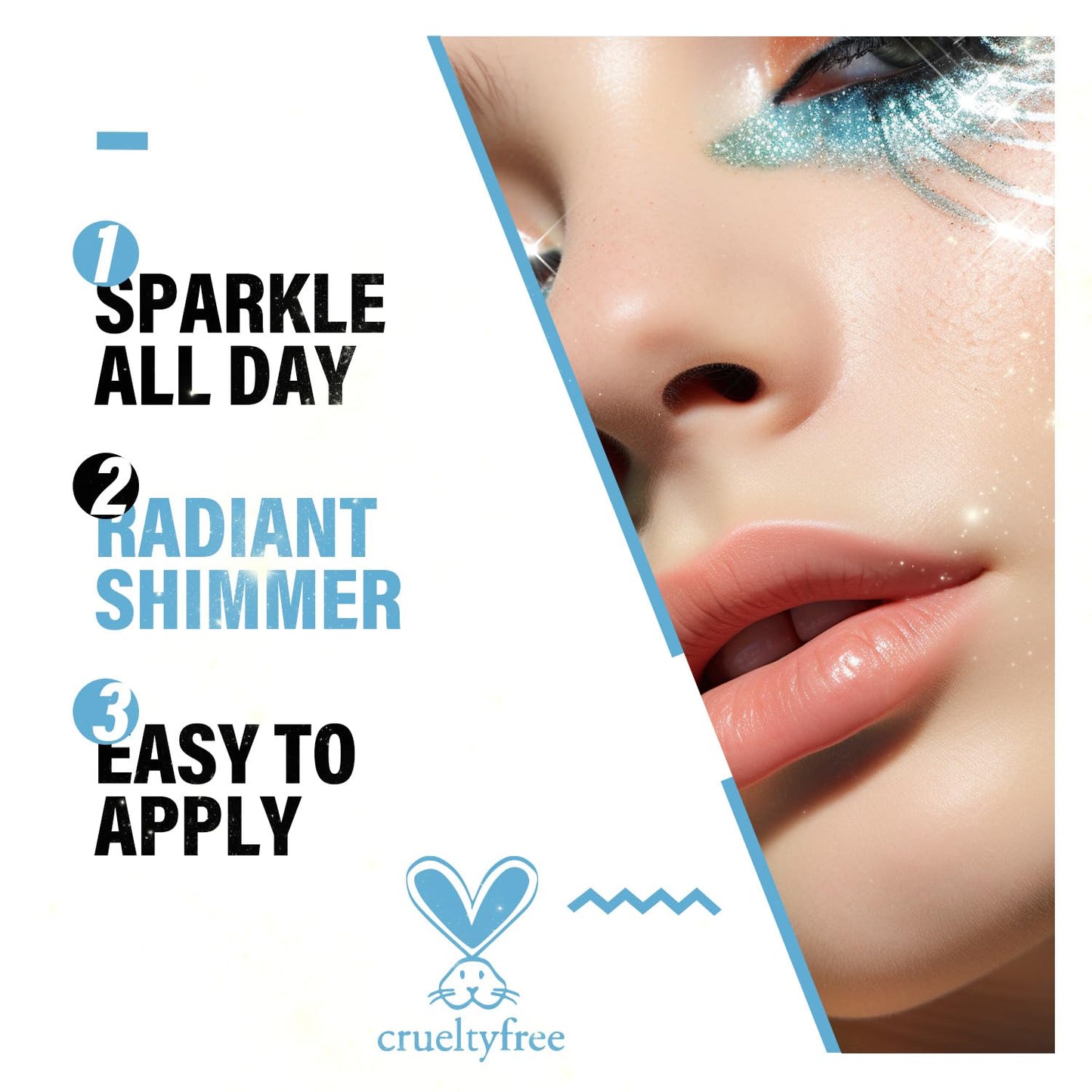 CHARMACY 3 Pcs Glitter Sparkling Eyeliner Liquid Makeup Set, Metallic Shimmer Glitter Eyeshadow, High Pigmented, Waterproof Long Lasting Quick Drying Liquid Liner for Eyes (Red Silver Golden)