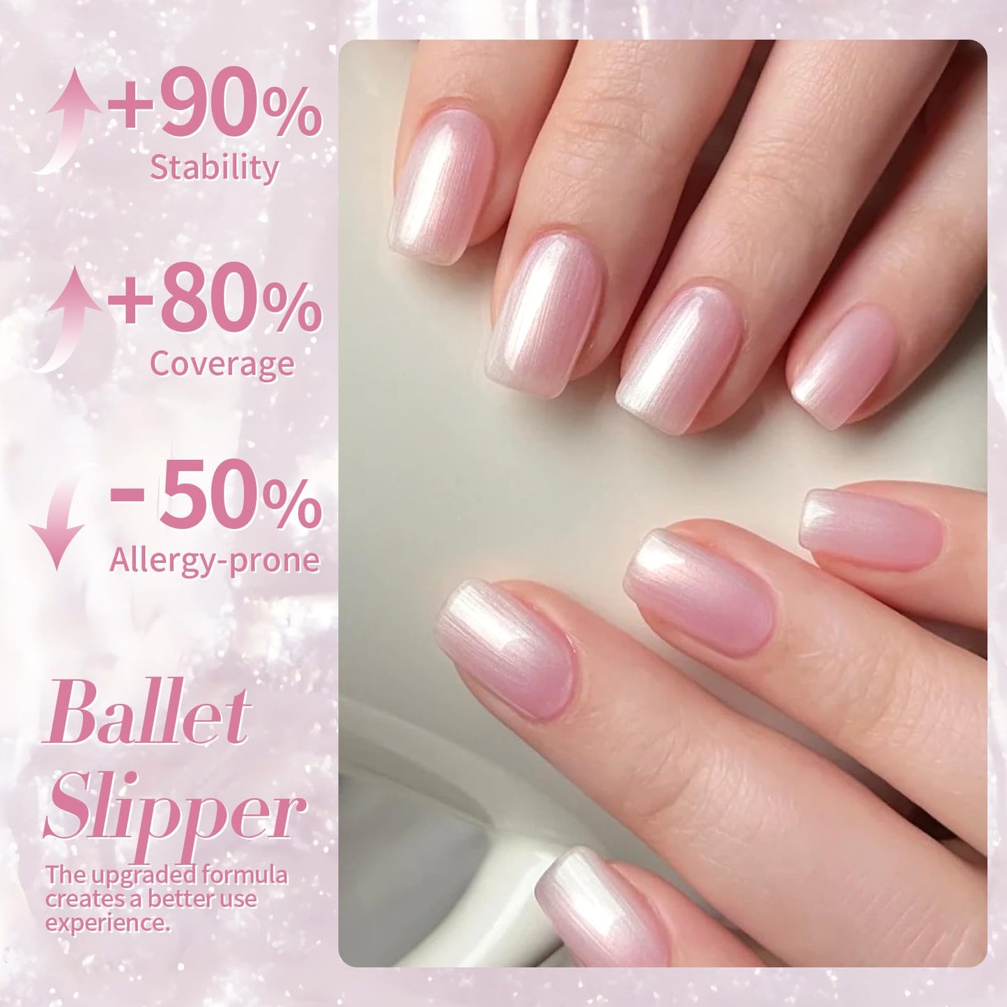 Born Pretty Pearl Gel Nail Polish, Pink Shimmer Glitter Shiny Pearlescent Nail Polish Mermaid Gel DIY Manicure Art Gift 15ML