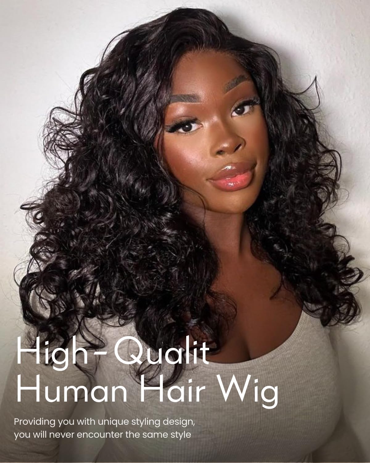 Arabella 6x6 Glueless Wigs Human Hair 230% Density Lace Front Wigs Bouncy Curl Wave Wig Pre Cut Lace Pre Bleached (18inch, 6x6 BNC Wig)