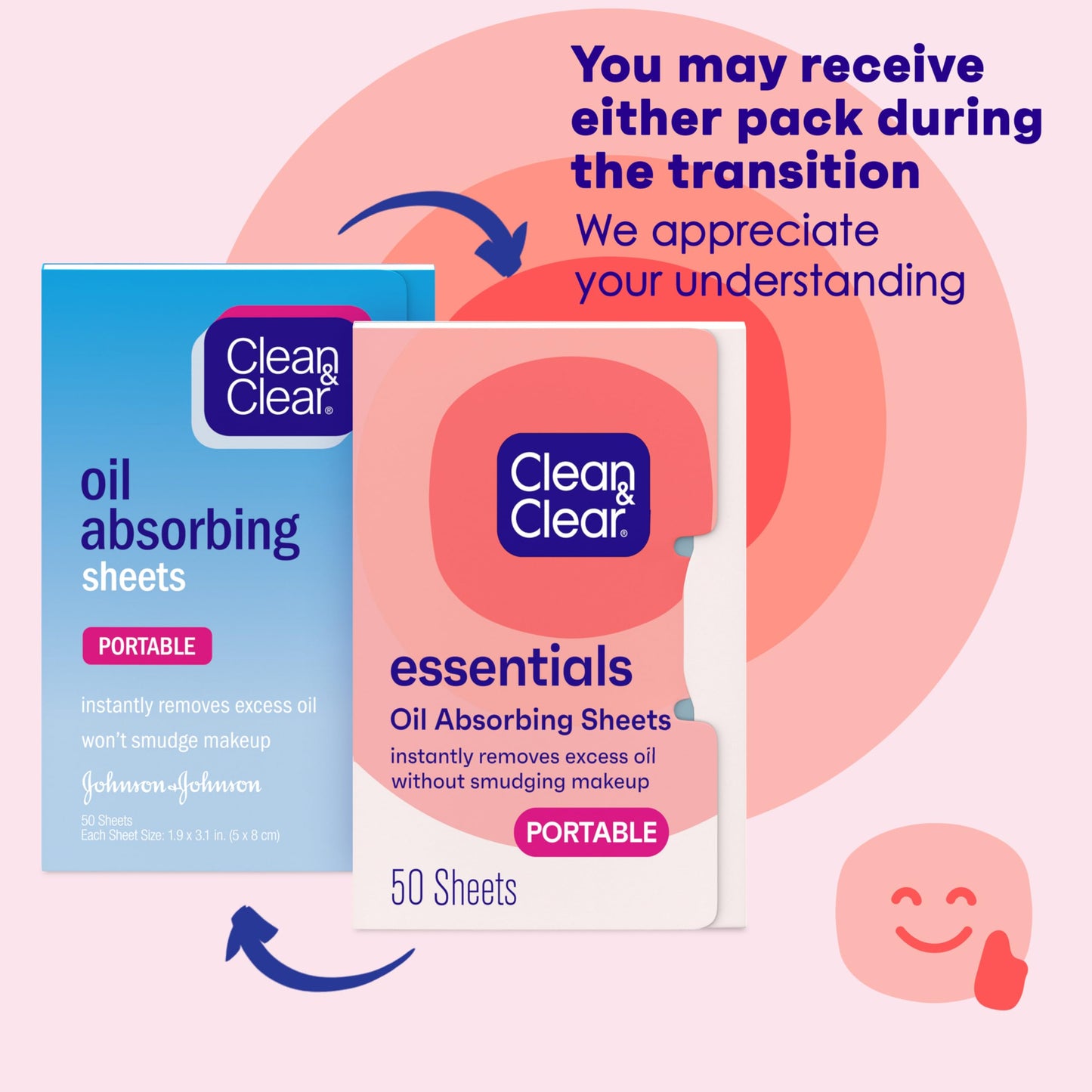 Clean & Clear Essentials Oil Absorbing Sheets, Portable Blotting Papers for Shine Control on the Face & Nose, Blotting Sheets Instantly Remove Excess Oil Without Smudging Makeup, 6 Pack