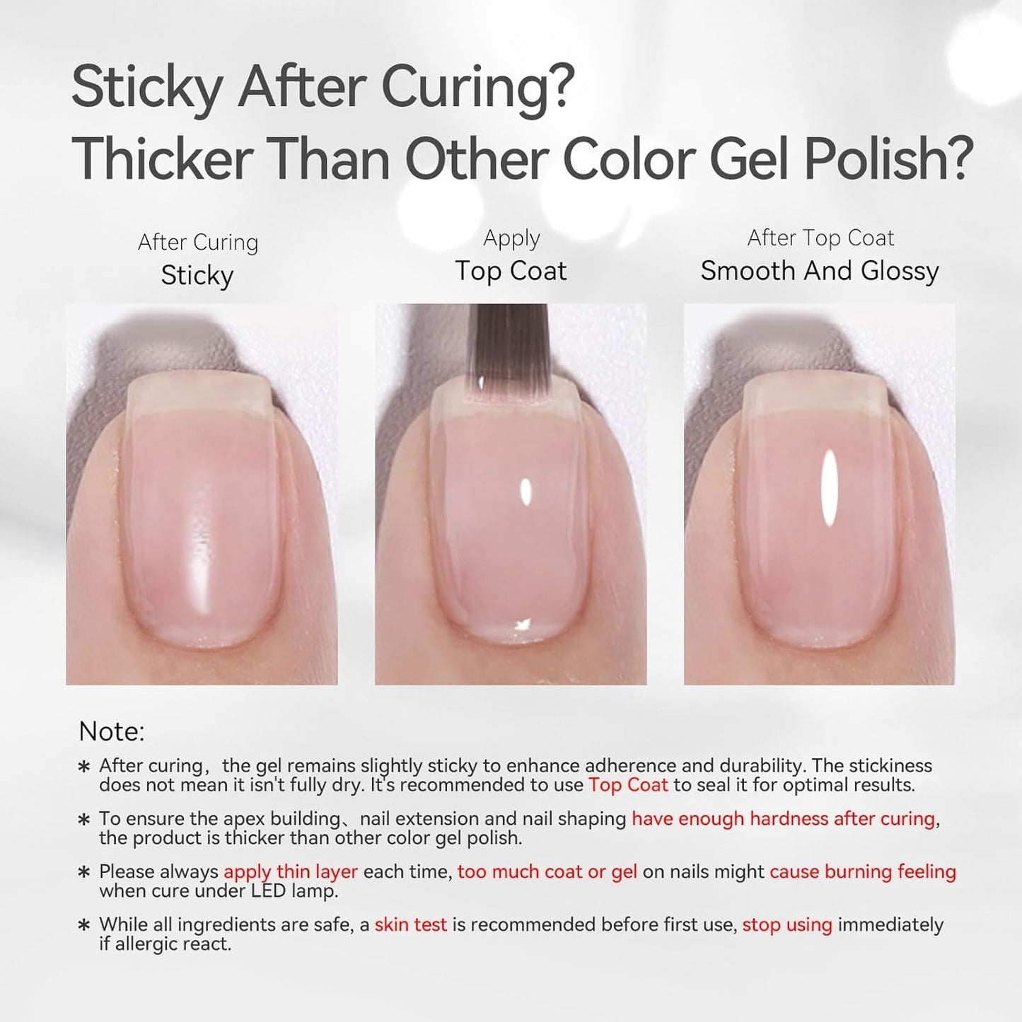 Born Pretty Builder Gel for Nails 8-in-1，15ML Clear and Cover Pink Builder Nail Gel Set, Transparent Extension Gel Rhinestone Glue for Nail Art Base Gel, LED Nail Lamp Cured Hard Gel Builder