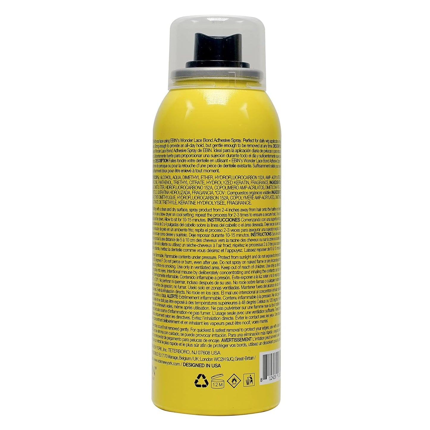 EBIN NEW YORK Wonder Lace Bond Adhesive Spray Original - Extra Mega Hold 2.7oz/ 80ml | Daily Use, Fast Drying, No Residue, No Build-up, Powerful Hold, All-day Hold, Daily Wig Application