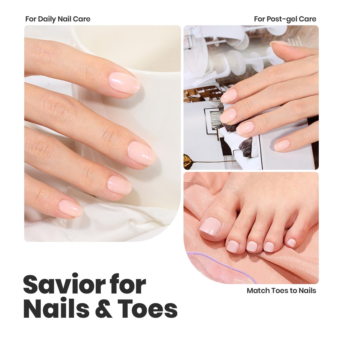 Beetles Nail Polish - Nude Nail Polish Shimmer Nail Concealer Fast Dry Quick Natural Nail Strengthener and Growth Treatment for Thin and Damaged Nails,0.51 FL OZ