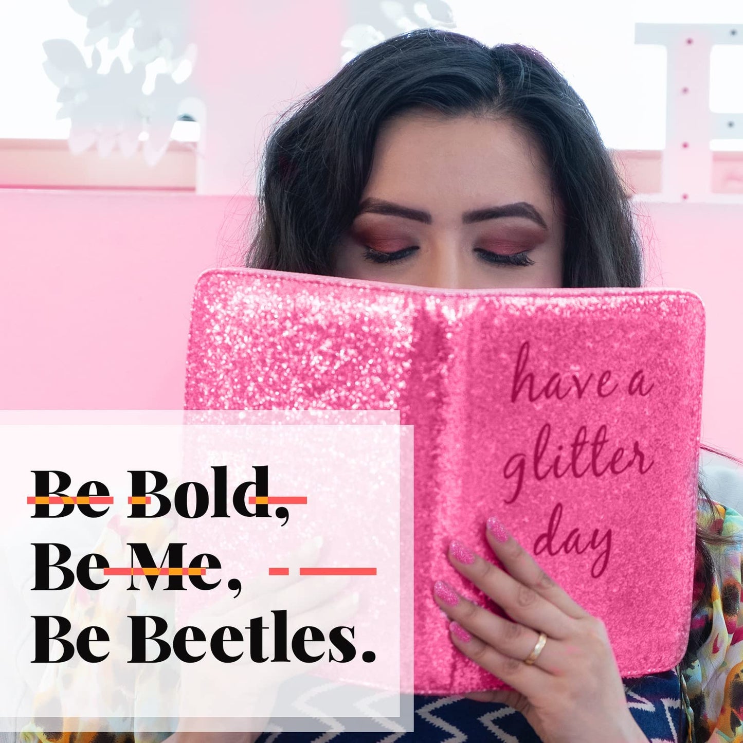 Beetles Reflective Gel Nail Polish Pink Gel Polish, 15ML Hot Pink Glitter Diamond Gel Color Soak Off Sparkle Gel Polish UV Nail Lamp Nail Art Manicure Salon DIY at Home Gifts