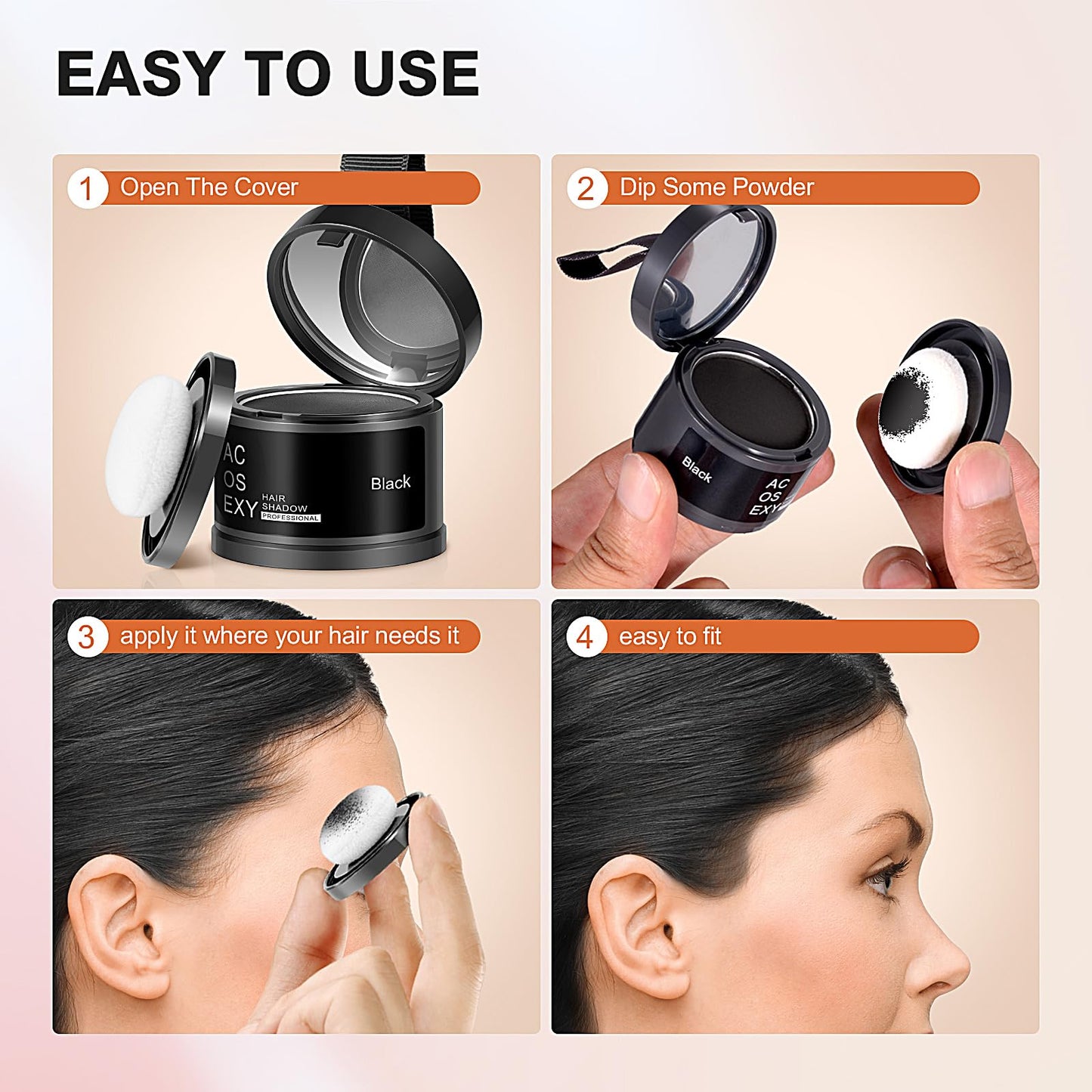 Acosexy Root Touch Up Hair Color Powder,Instantly Root Cover Up Hairline Shadow Powder,Thinning Hair for Women Eyebrows, Gray Hair Coverage Touch Up Hair Powder for Men Beard Line,Bald Spots (White)