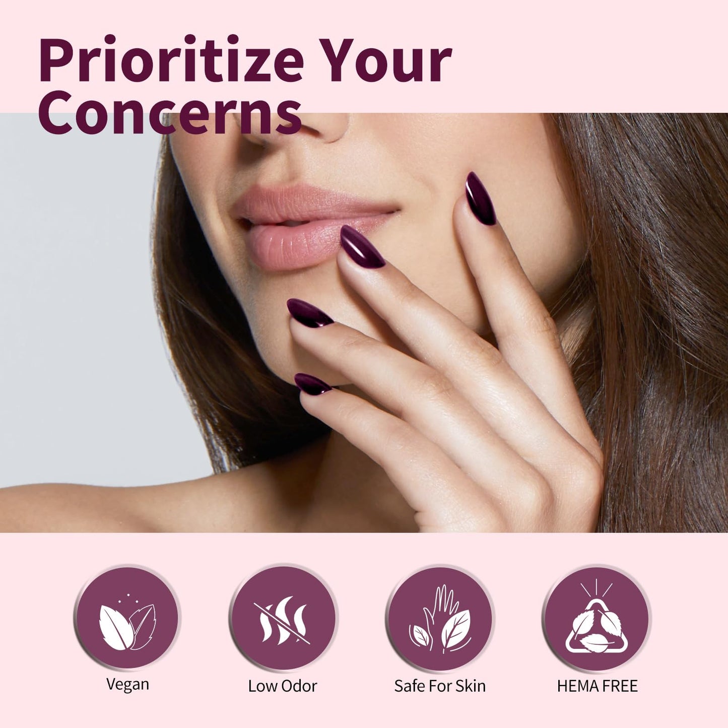 CANNI Dark Red Purple Gel Nail Polish, 1Pcs Burgundy Red Purple Color Nail Polish High Gloss Manicure Salon DIY