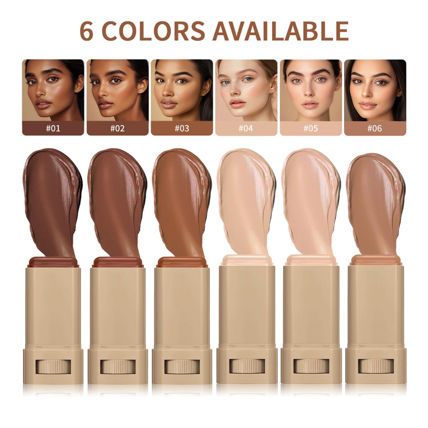 Beauty Balm Serum Boosted Skin Tint Concealer 6 Colors, Beauty Balm Skin Tint Balm Foundation Stick, Solid Tinted Moisturizing Serum Lightweight Foundation, Tinted Face Balm for Mature Skin (3#, 18g)