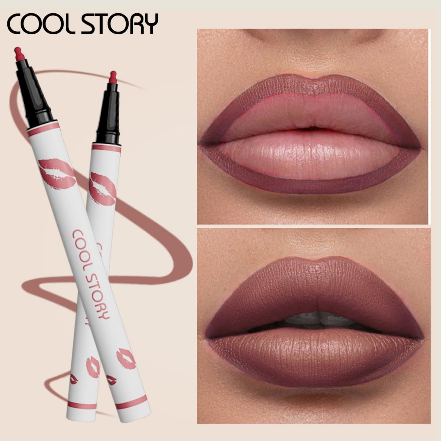 COOL STORY Matte Lip Liner Pencil - Waterproof, Non-Fading, Long-Lasting Plump Effect for Fuller Lips Makeup, Soft & Smooth Texture Easy Glide Lipstick 07#