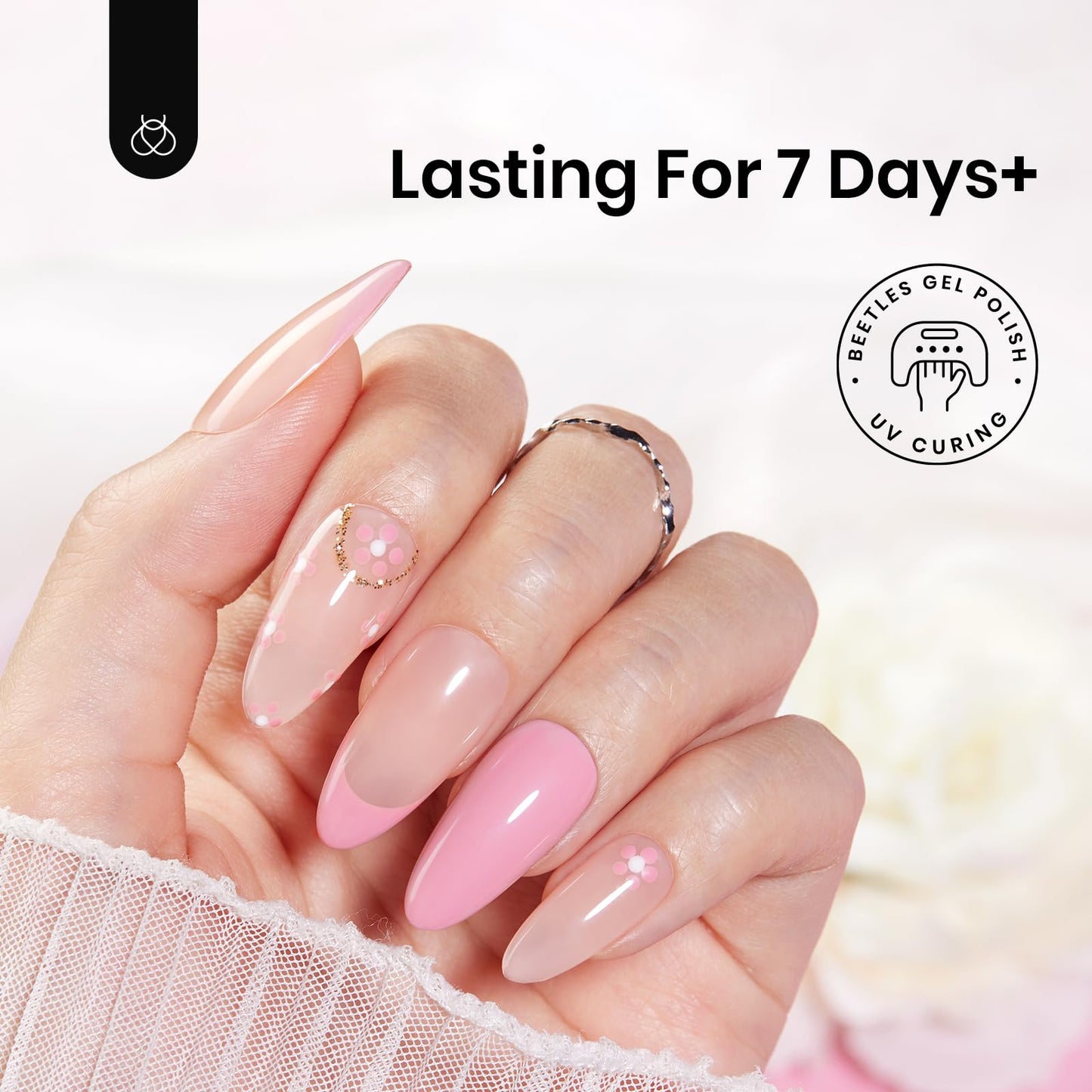 Beetles Peel Off Base Coat for Gel Nail Polish, 15ml Peel off Gel Base Coat Easy Removal, UV LED Lamp Peel off Nail Polish without Damage, Long Lasting Peelable Base for Beginners Weak Thin Nails