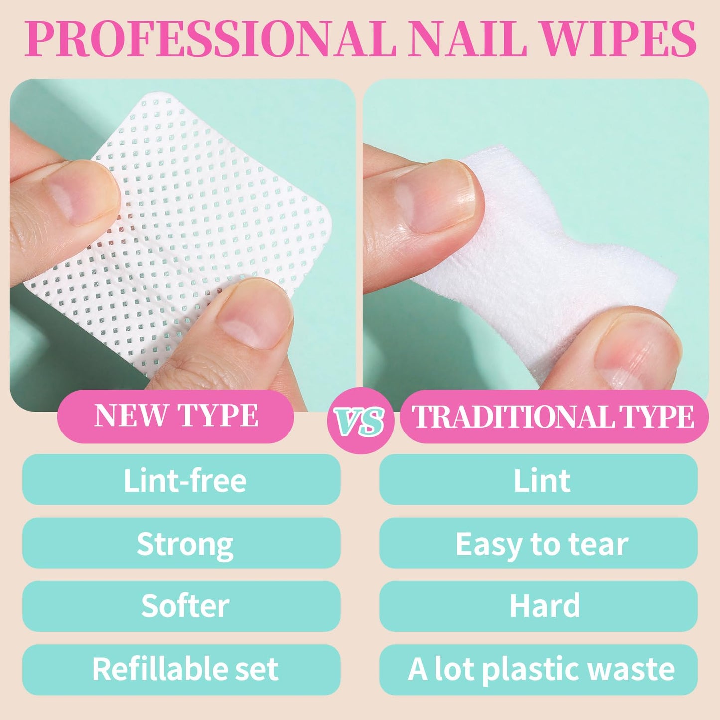 FANDAMEI Lint Free Nail Wipes, 740PCS Lint Free Wipes, White