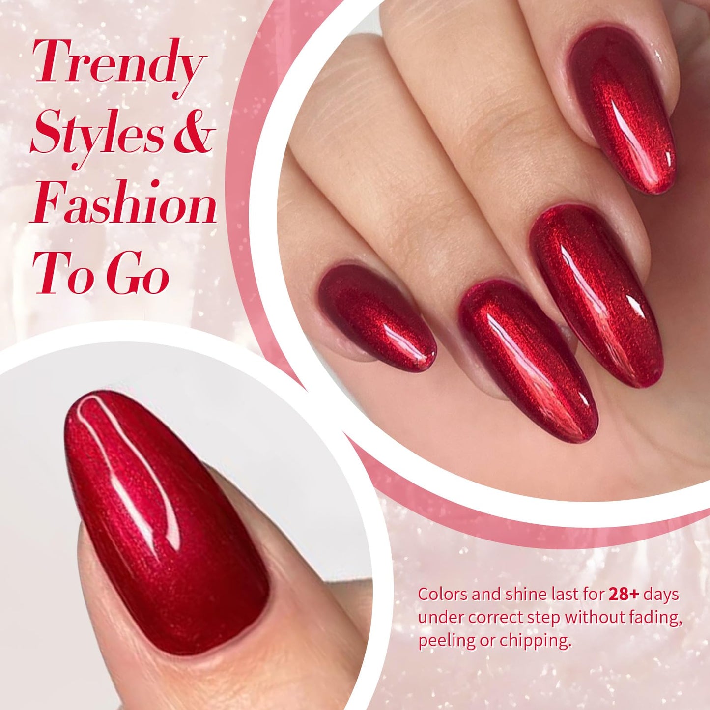 Born Pretty Scarlet Ruby Pearl Burgundy Gel Nail Polish 15ml Shimmer Glitter Pearlescent Nail Polish Mermaid Christmas Gel Nail Art Manicure DIY Gift