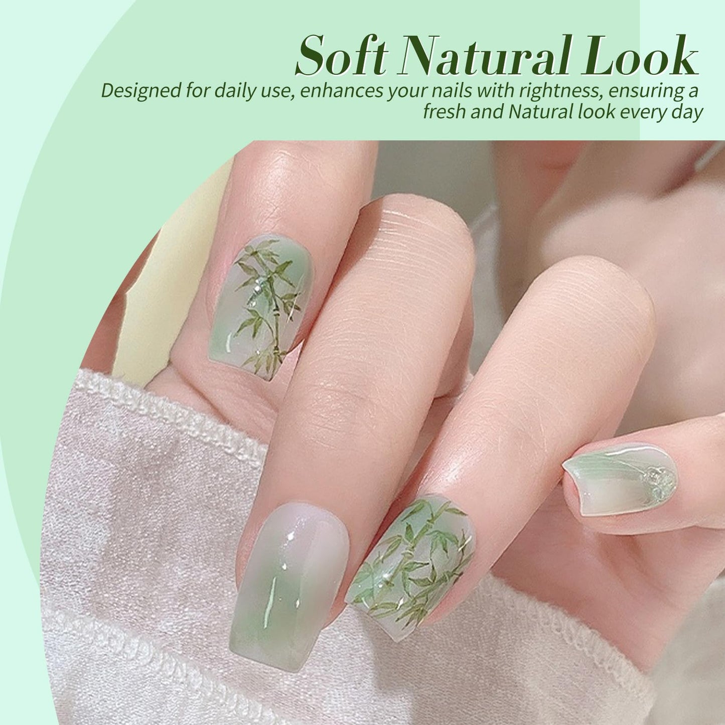BORN PRETTY Jelly Green Milky White Gel Nail Polish Set Spring Summer Transparent Sheer Colors Gel Nail Kit for Salon Gel Manicure and Nail Art DIY at Home 6 Colors