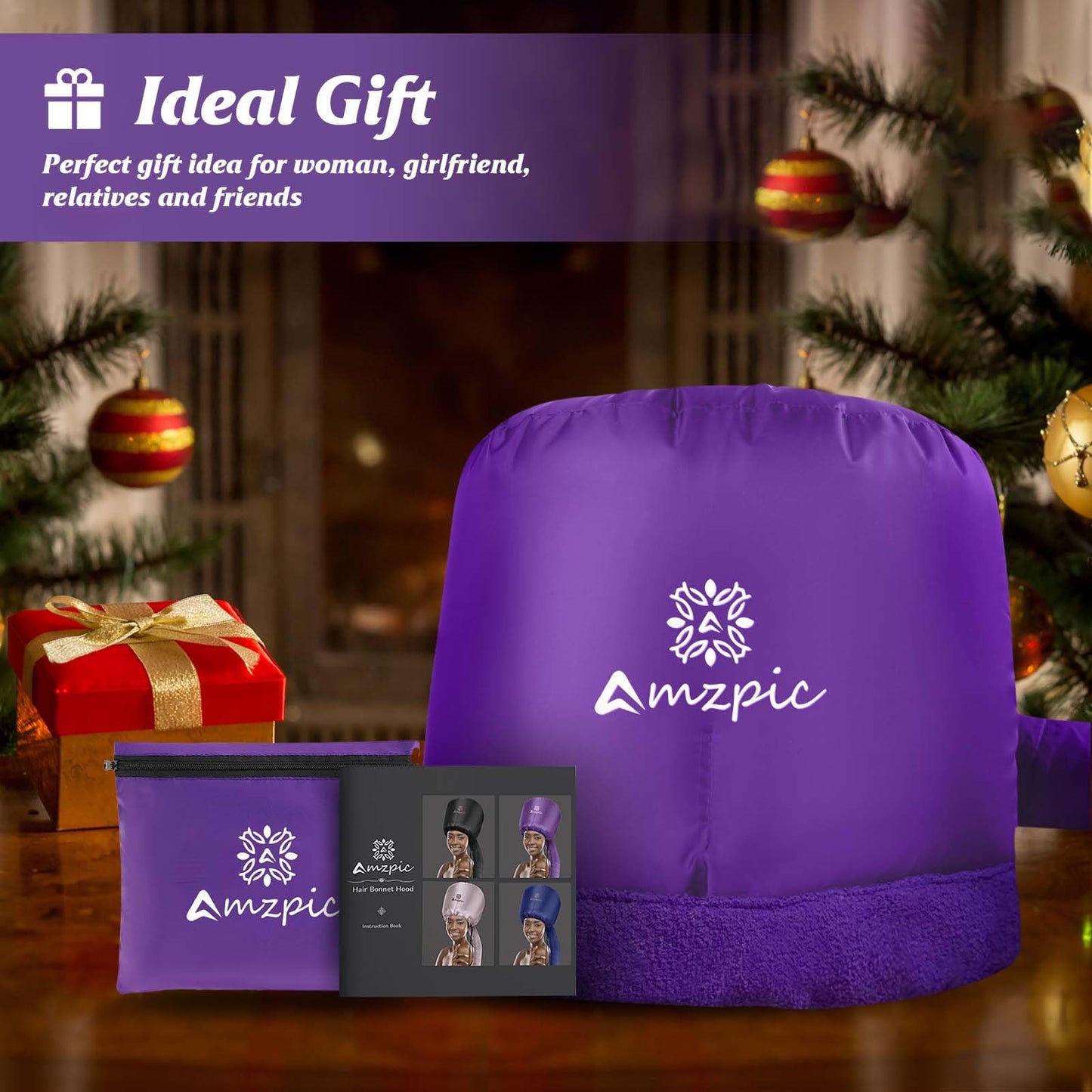 Bonnet Hood Hair Dryer Attachment - Headband Integrated Bonnet Hair Dryer for Speeds Up Drying Time at Home, Easy to Use for Styling, Curling and Deep Conditioning (Purple,Adjustable)