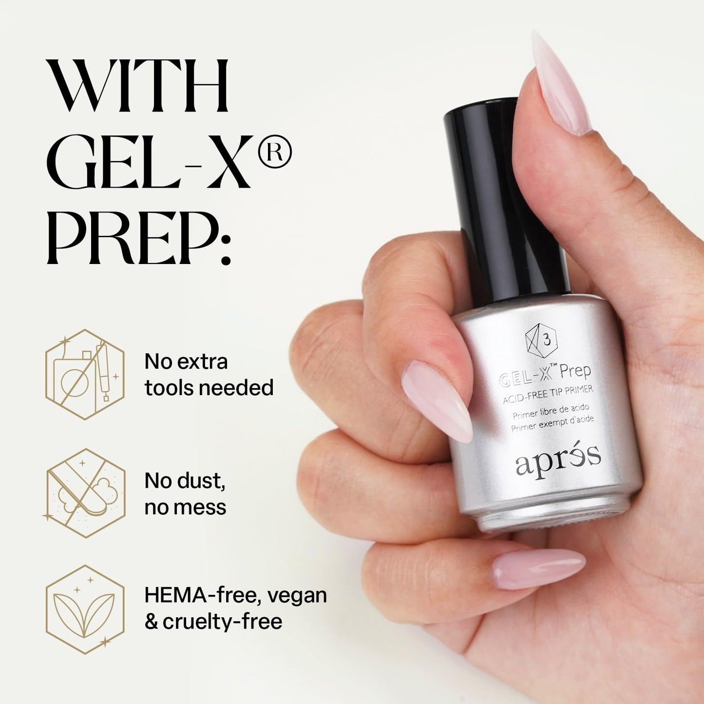 Apres Gel-X Prep Acid-Free Tip Primer 15 ml, Nail Tip Etching Prep for Improved Adhesion