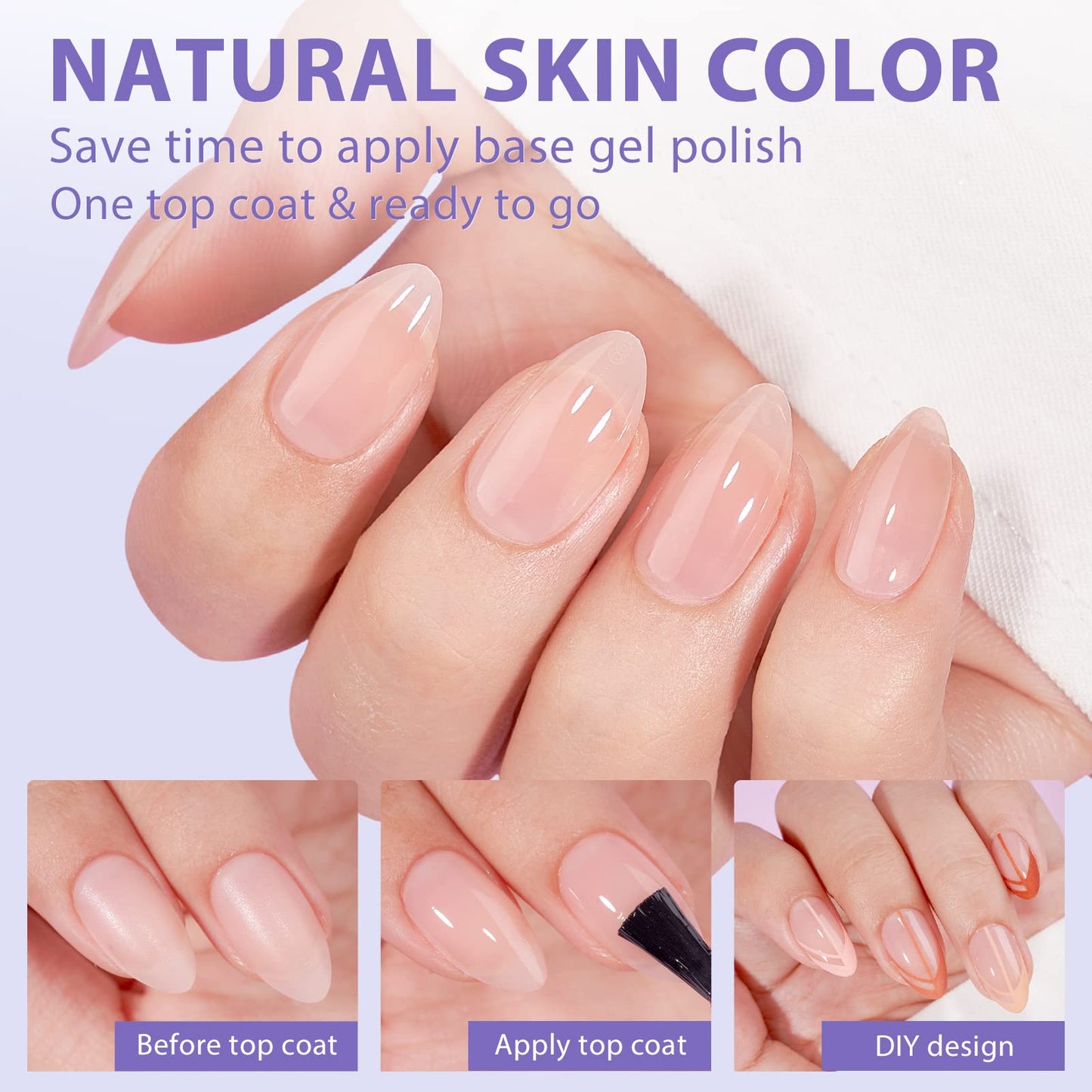 BTArtbox Short Almond Gel Nail Tips - Soft Gel XCOATTIPS Natural Press On Nails, Pre-colored Gel Nails Full Cover Fake Nails Nude for for Daily Nail Art