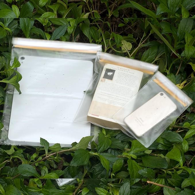 Clear Waterproof Bags 5 Pack Set, Watertight Pouch Holder for Document Map Camera Mobile Phone Car Key, fits Kayaking Boating Hiking Water Sports