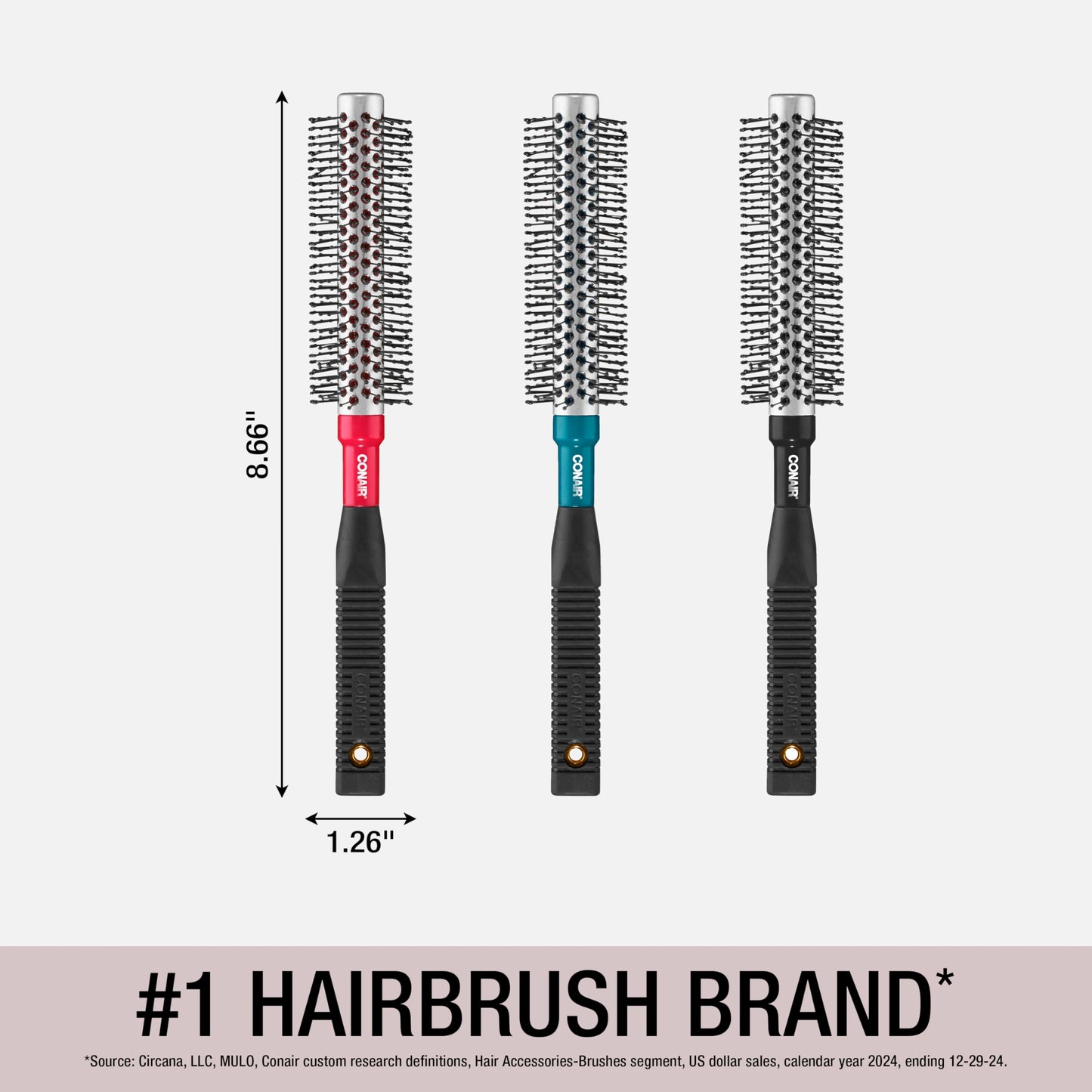 Conair Style & Volumize Metal Round hair brush - Blow Drying brush - Hairbrush for Short Hair Length - Color at random -1 Count