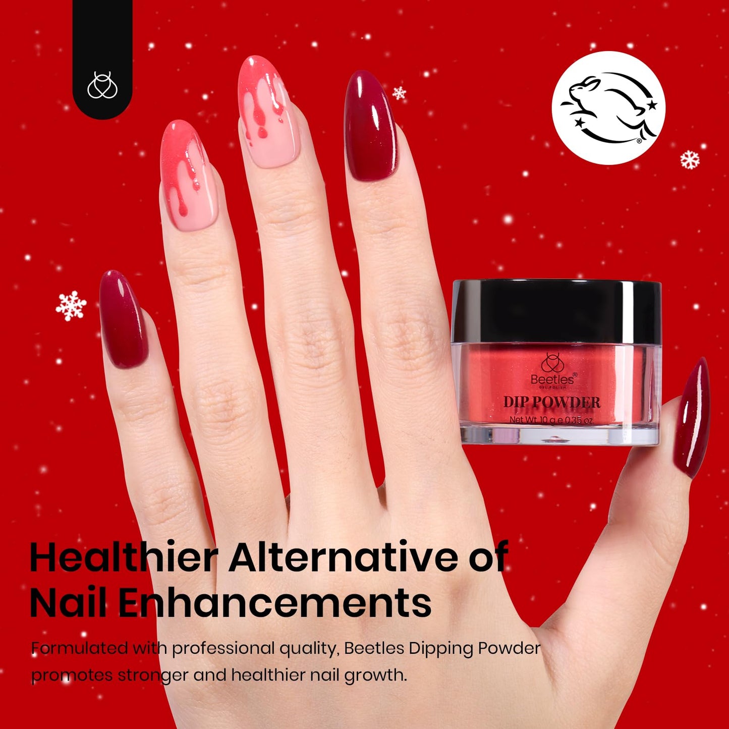 Beetles Dip Powder Nail Kit 6 Colors Red Glitter Dipping Powder No Need Nail Lamp Cured Manicure DIY Salon Gift for Girls Women