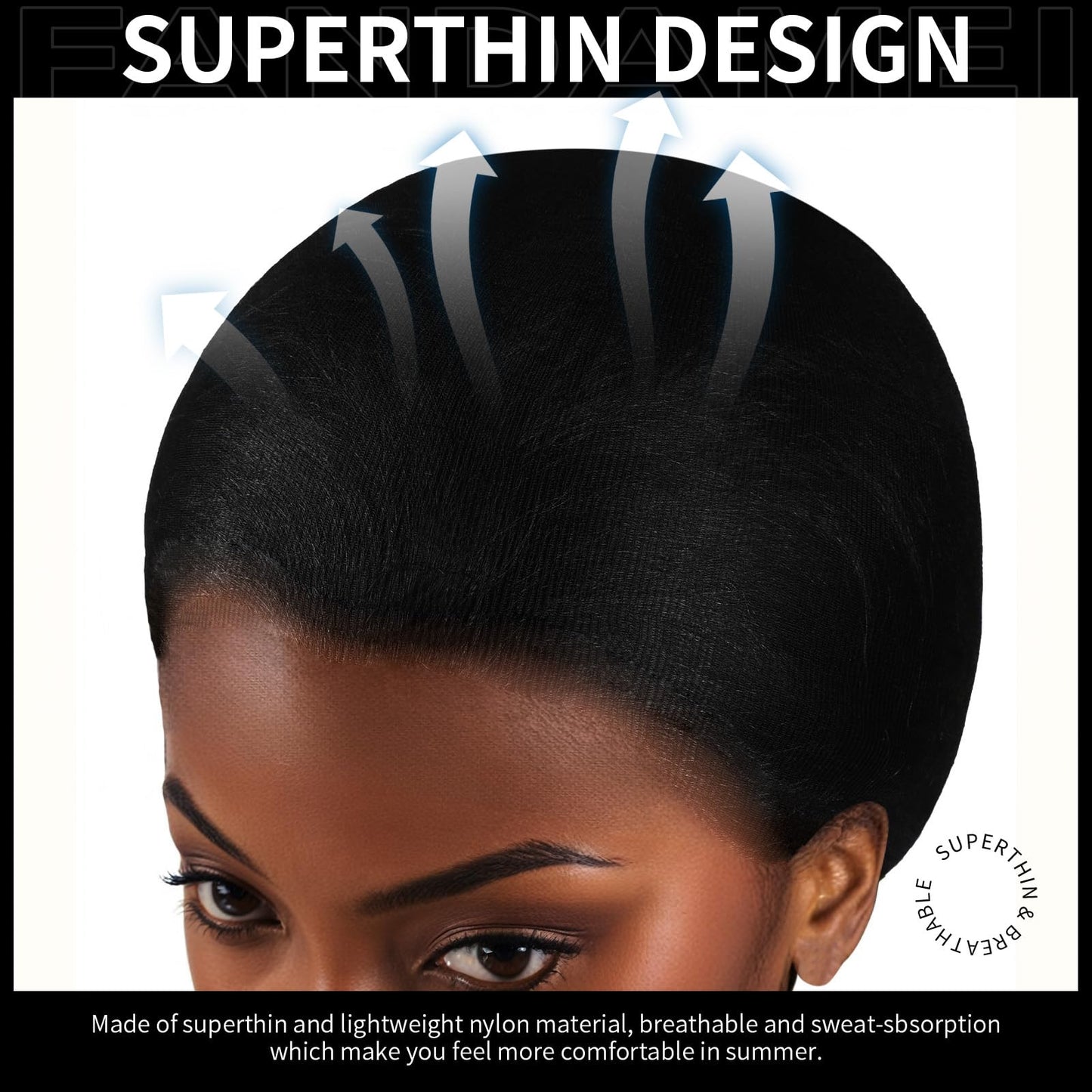 Fandamei HD Wig Caps Super Thin, 4PCS Ultra Thin Wig Caps Black, Nylon Wig Cap for Women Stretchy, Natural Transparent HD Wig Caps for Lace Front Wigs. Summer Wear Comfortable Wig Cap(Black)