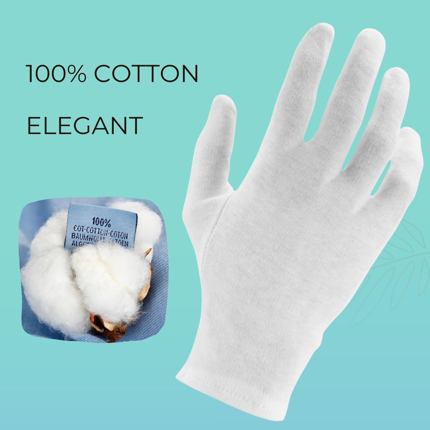 ANSMIO Cotton Gloves - 3 Pairs White Moisturizing Night Gloves, 100% Cotton, Size S