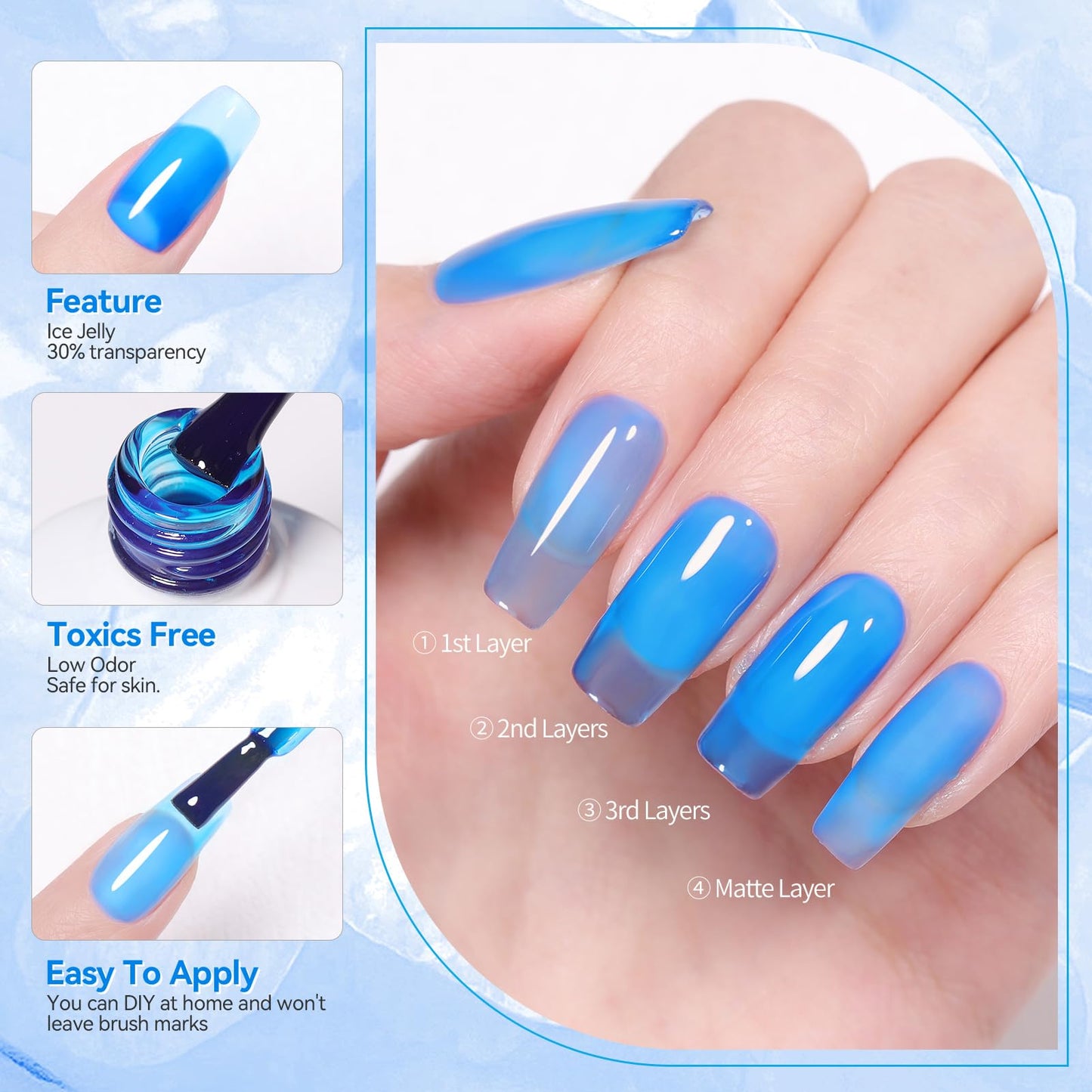 Born Pretty Jelly Gel Nail Polish Ice Jelly Neon Christmas Gel Polish Crystal Transparent Gel Polish Set Yellow Green Blue Purple Hot Pink Nail Art Varnish Manicure 6PCS Halloween's Collection Gift