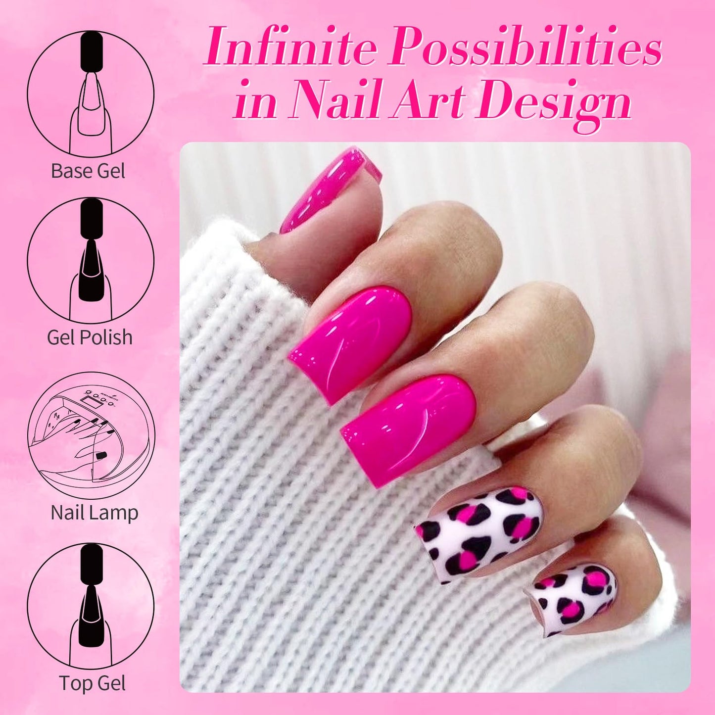 Born Pretty Gel Nail Polish Spring Summer Neon Pink Color Hot Pink Gel Polish Nail Art Design Manicure Salon DIY Home 15ml
