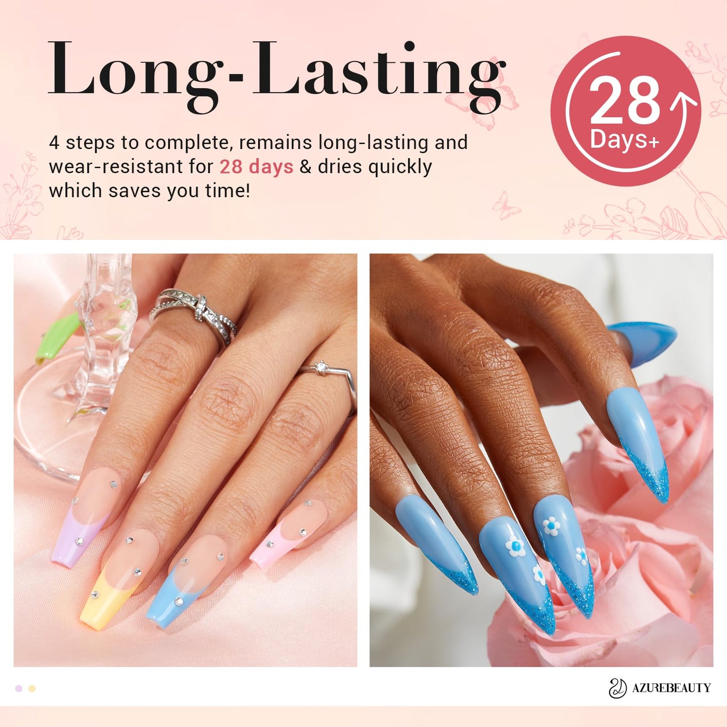AZUREBEAUTY 170Pcs Dip Powder Nail Kit Starter, 36 Colors Pastel Pink Purple Blue Yellow Dip Powder Liquid Set Spring Summer with Top/Base coat Activator for French Nails Art Gifts