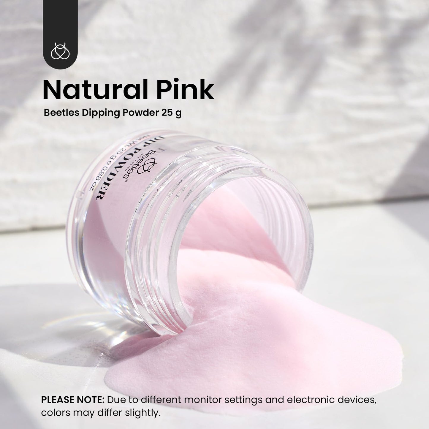 Beetles Pink Dip Powder 1Pcs, Nude Poem Dipping Powder Nail Starter Light Pink for Beginners and Professional DIY Nail Salons