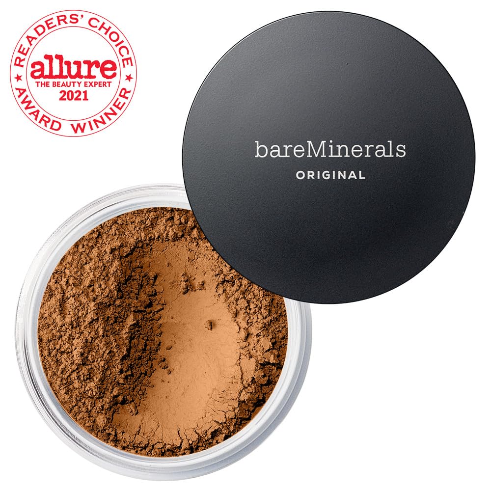bareMinerals Original Loose Powder Foundation SPF 15, Lightweight Mineral Loose Powder Foundation Makeup, Buildable Coverage, Talc Free, Vegan (Neutral Dark 24)