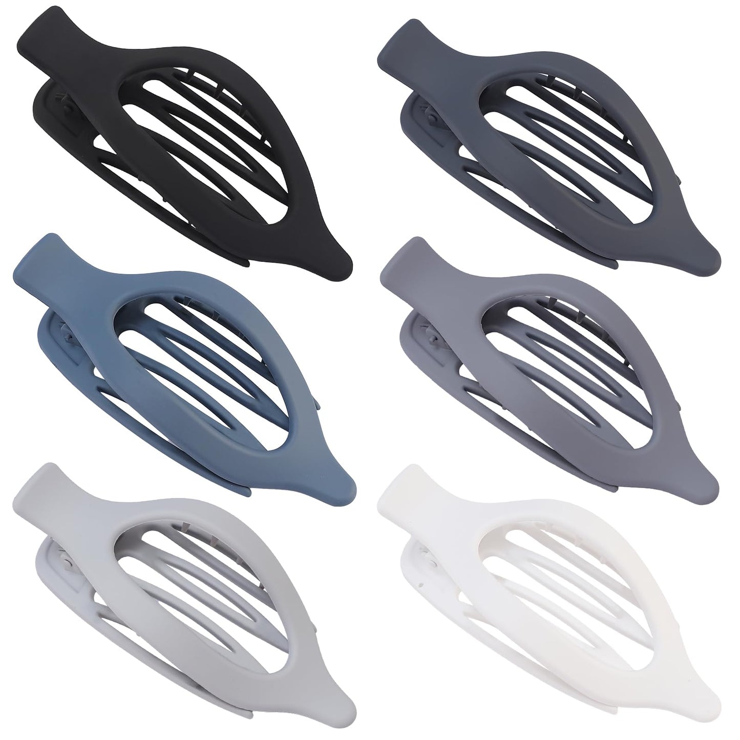 CHANDAT Flat Hair Clip 6 pcs Lay Down Claw Clips Hair Accessories for Women -Grey