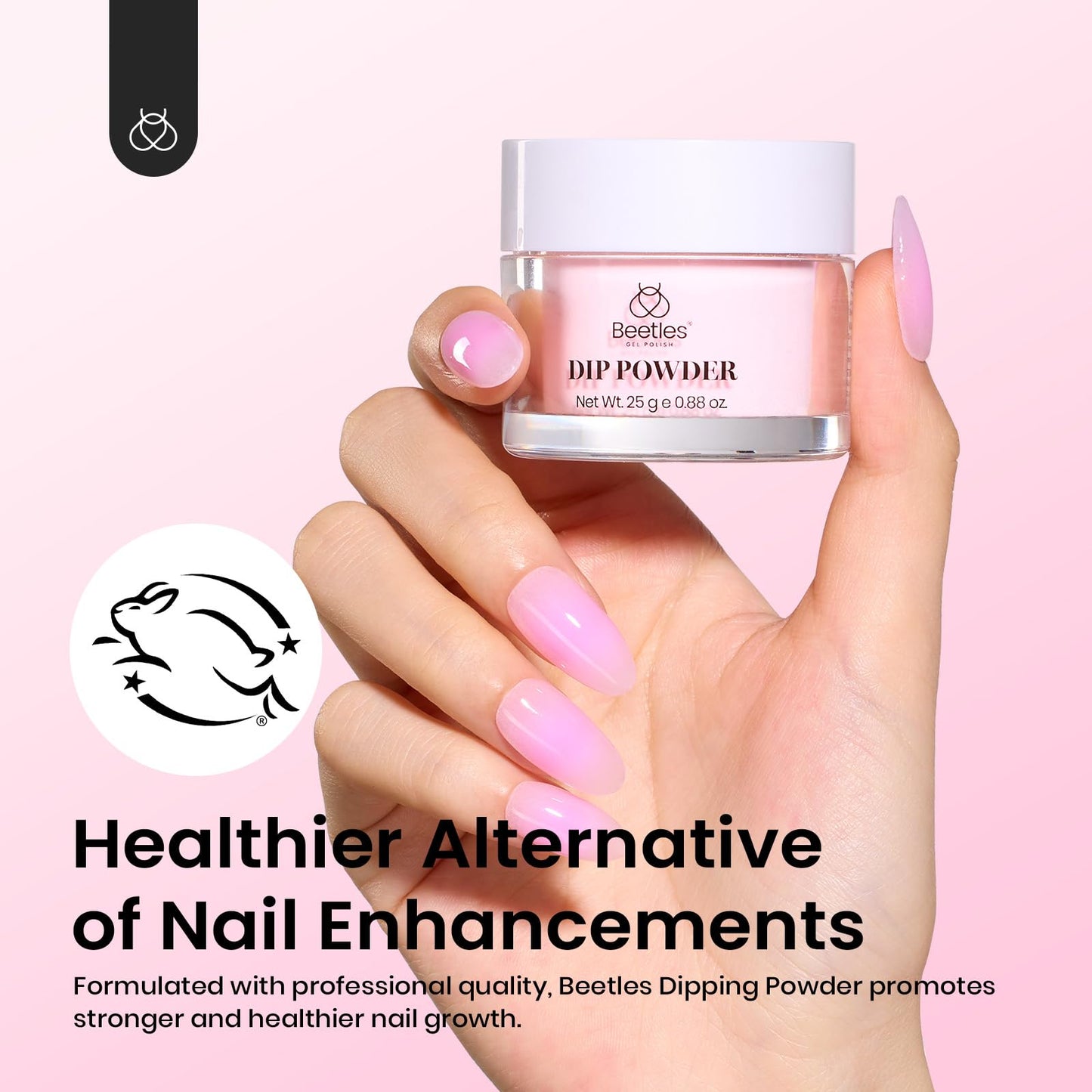Beetles Pink Dip Powder 1Pcs, Nude Poem Dipping Powder Nail Starter Light Pink for Beginners and Professional DIY Nail Salons