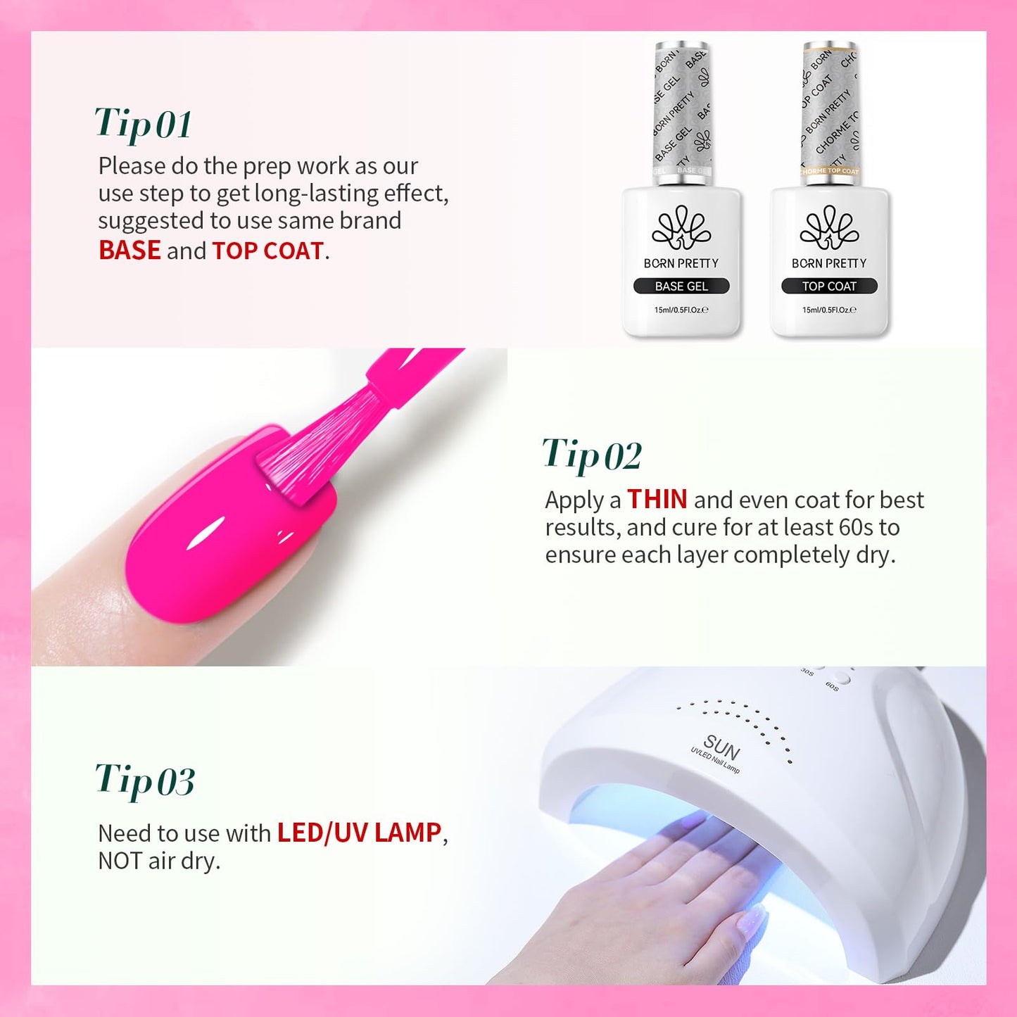 Born Pretty Gel Nail Polish Spring Summer Neon Pink Color Hot Pink Gel Polish Nail Art Design Manicure Salon DIY Home 15ml