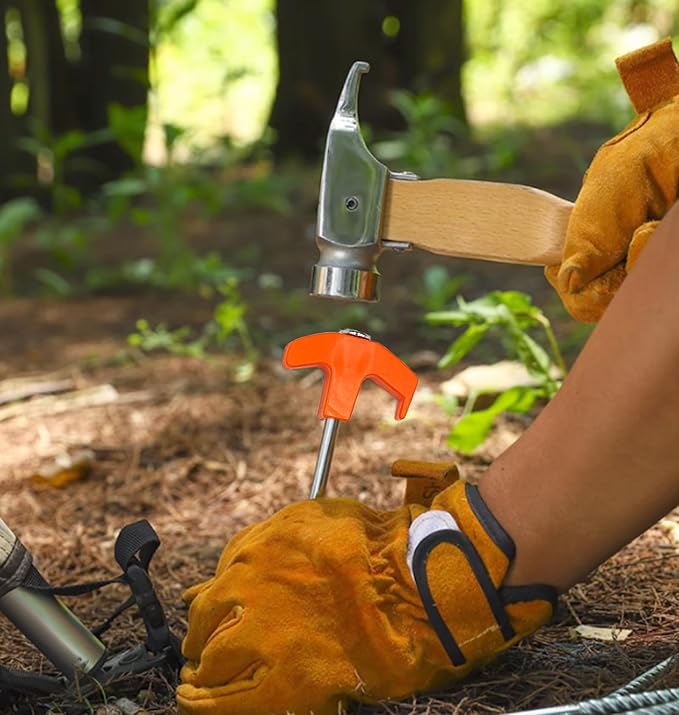 Cheardia 20 Pack Tent Stakes Heavy Duty, 8 Inch Tent Stakes Tent Pegs Camping Non-Rust Ground Stakes for Camping Patio, Garden, Canopies, Grassland, Outdoor (Orange)