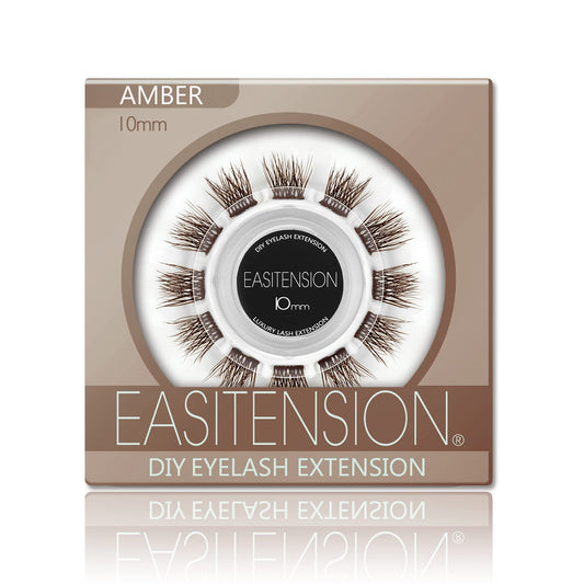 DIY Eyelash Extension, 3D Effect Individual Melt Flare Lash Cluster Natural Lashes Set, Home Eyelash Extension, Lashes Pack (10MM-Amber)