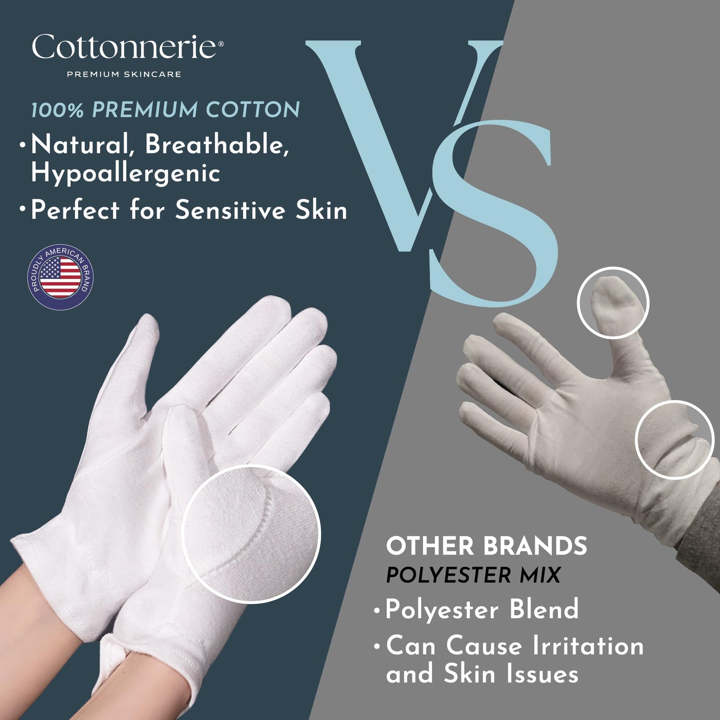Cottonnerie Cotton Gloves for Dry Hands Sleeping, Moisturizing Gloves Overnight, Hand Moisturizer Gloves, Moisture Gloves for Dry Hands Overnight, Sleeping Gloves, Eczema Gloves, Medium 7 Pair
