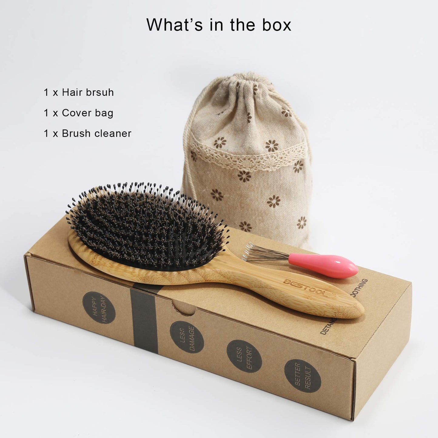 BESTOOL Hair Brush, Boar Bristle Hair Brushes for Women men Kid, Boar & Nylon Bristle Brush for Wet/Dry Hair Smoothing Massaging Detangling, Everyday Brush Enhance Shine & Health Natural