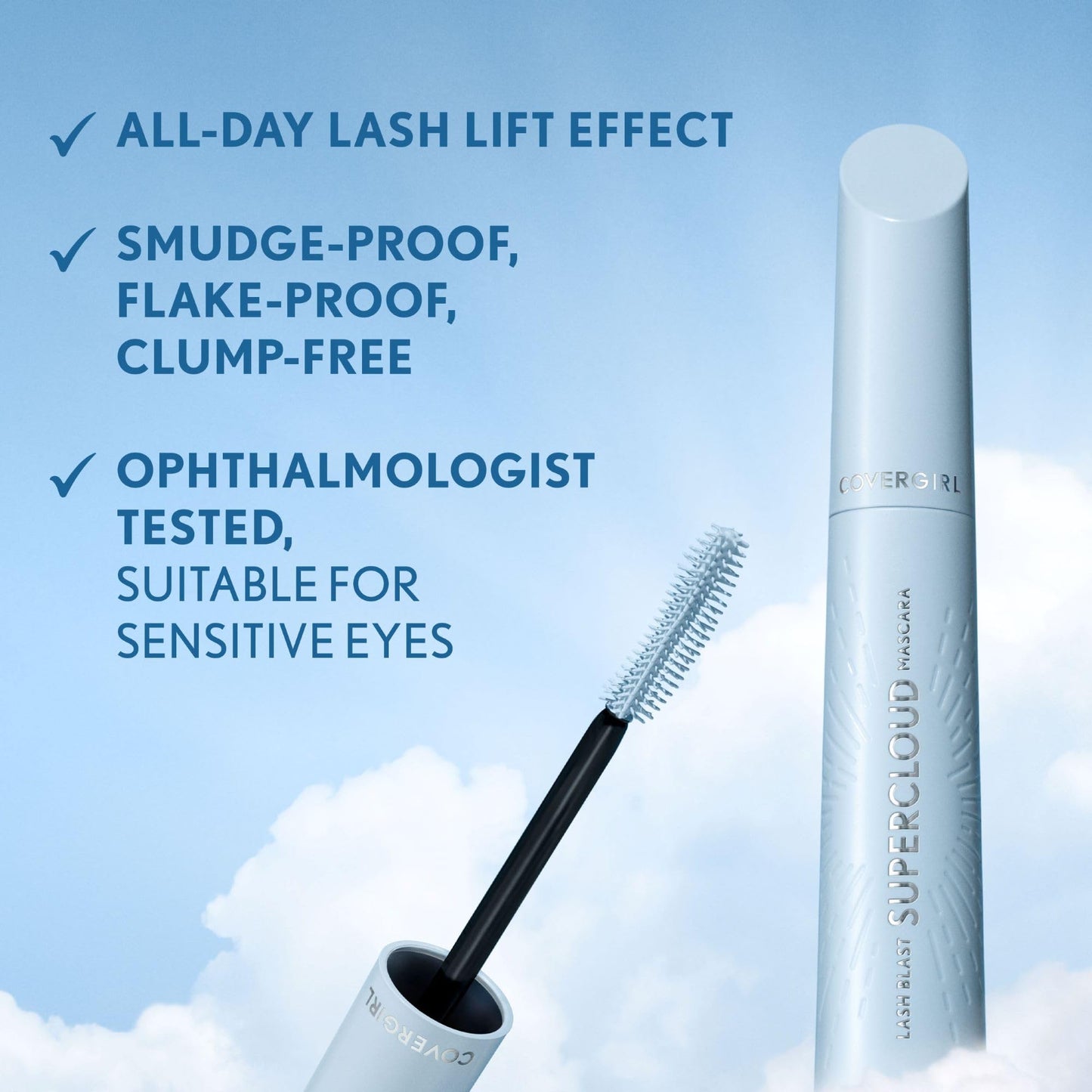CoverGirl Lash Blast Supercloud, 810 Black Brown, Mascara, Long-Lasting, No Clump or Smudge, Doesn't Flake, Vegan, 0.33oz