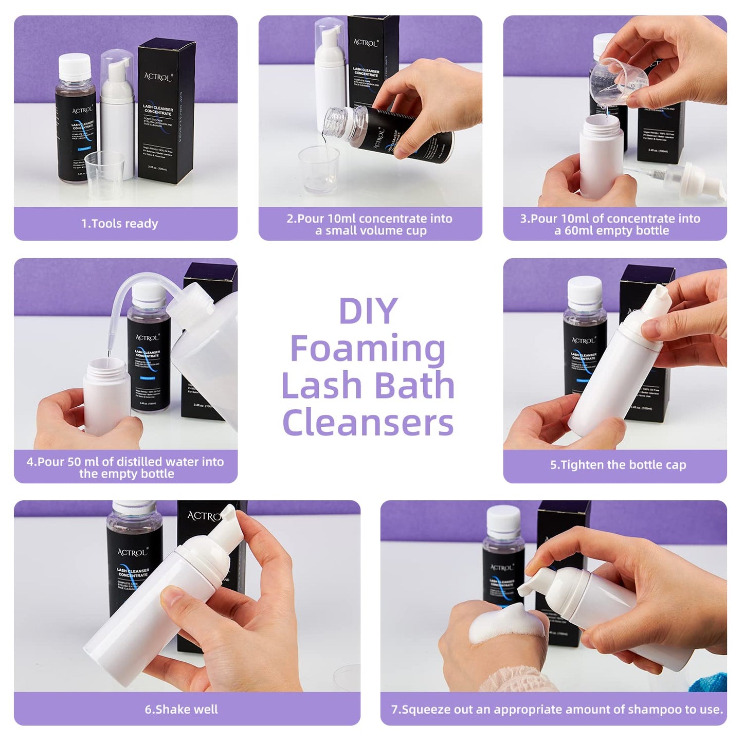Eyelash Cleanser Concentrate 200ml Cherry Blossoms Professional Lash Shampoo Foaming Cleanser DIY Paraben & Sulfate Free Non-lrritating Wash for Extensions Lashes with Salon Home Care-Makes 20 Bottles