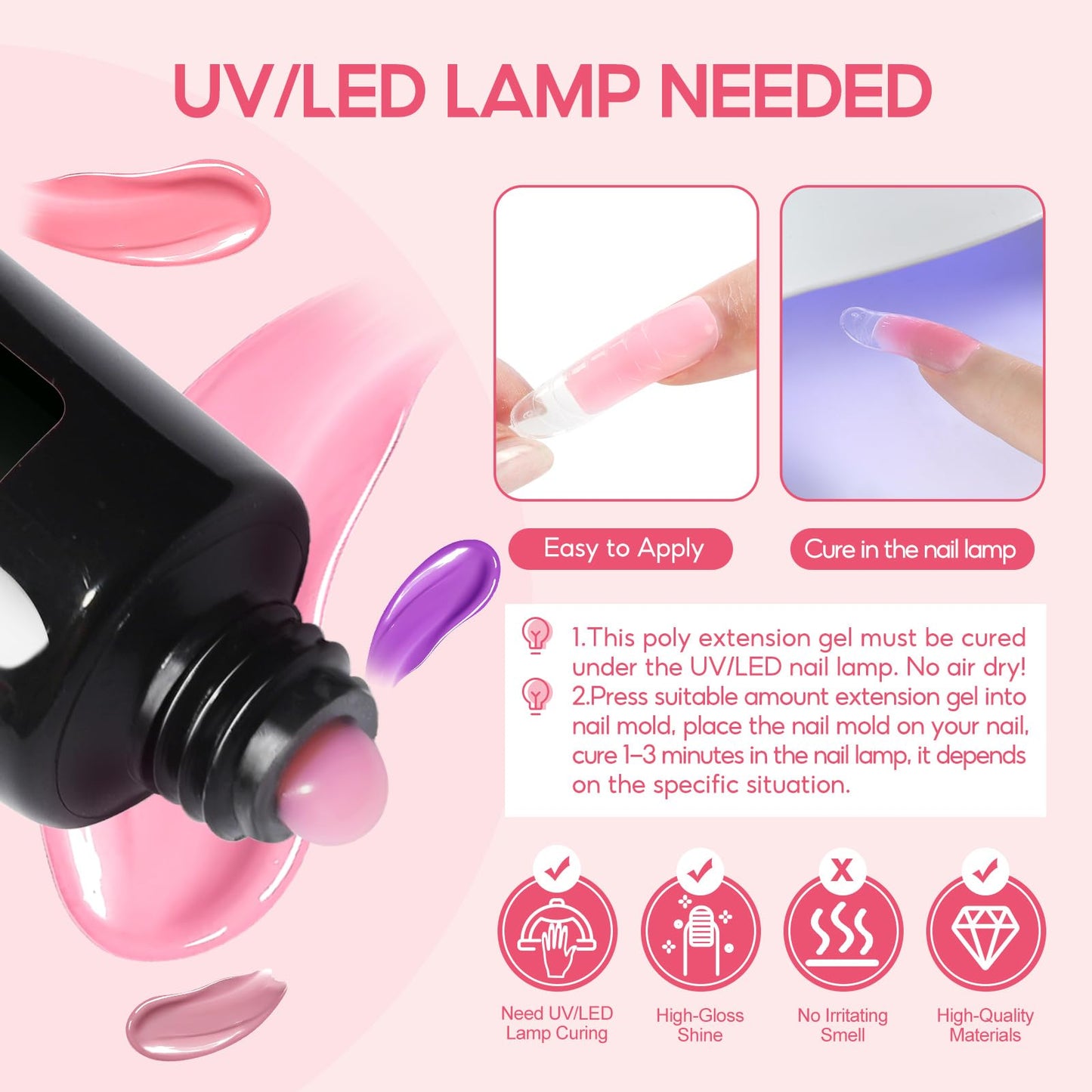 COSCELIA Gel Nail Polish Kit with U V Light, 18 Colors Nude Pink White Brown Gel Nail Kit 3PC Poly with Glossy Top Coat Base Coat Art Rhinestones Manicure Tools for Women Salon DIY