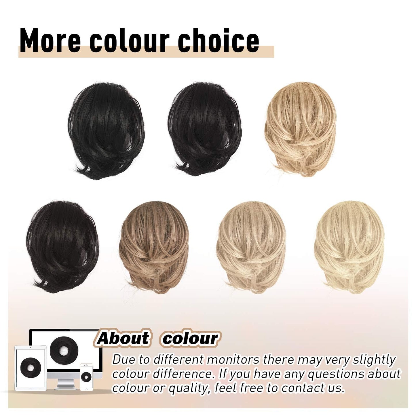 BARSDAR Brown Hair Bun Ponytail Extension, Straight Synthetic Hair Bun Hairpiece For Women, Fully Short Ponytail Bun Extensions Elastic Hair Bun Scrunchies Girls Daily - Light Golden Brown